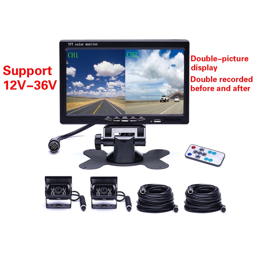 7 ‘’ HD car monitor truck dashcam 12-36V universal car AHD front and rear double recording dashcam