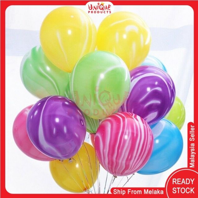 Ready Stock - 5 pcs 12 inch Latex Marble thick party birthday 