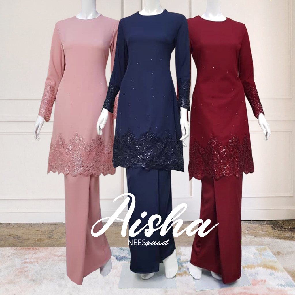  RAYA 2021  AISHA  Baju  Kurung  Kebarung Exclusive  Kain 