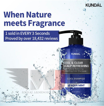 (G) 100% ori KUNDAL Cool & Clear Scalp Refreshing Shampoo - Aqua Mint 500ml made in KOREA 现货 韩国制