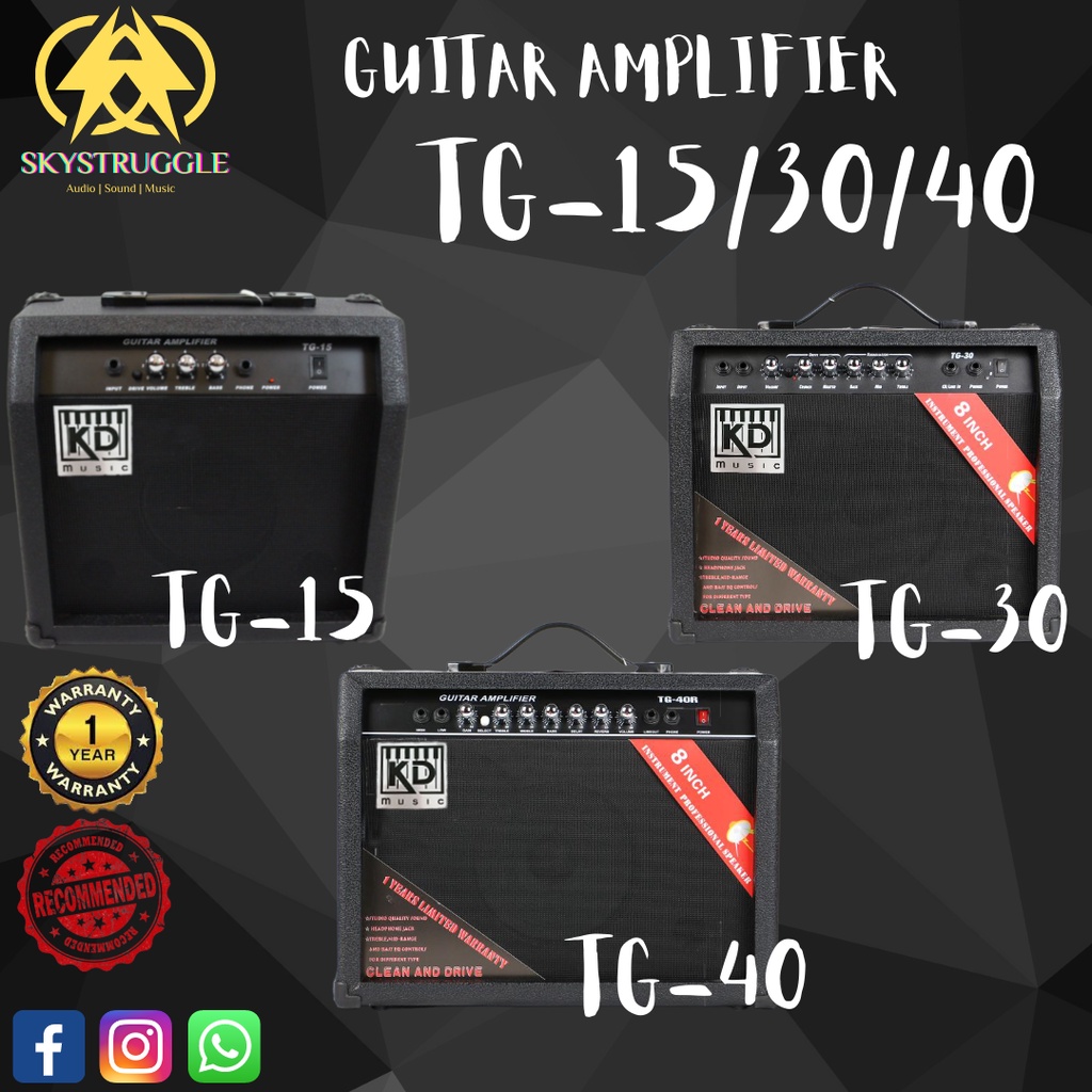 *PROFESSIONAL GUITAR AMPLIFIERS* KD MUSIC TG-15/30/40R ACOUSTIC & ELECTRIC GUITAR AMPLIFIERS 15WATTS/30WATT/40WATT