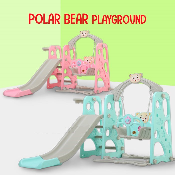 Cartoon Slide Swing Basketball Kids Child Playset Playground Games
