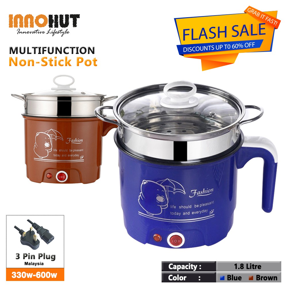 Innohut 1.8L Multifunctional NonStick Coated Electric Mini Cooking Pot
