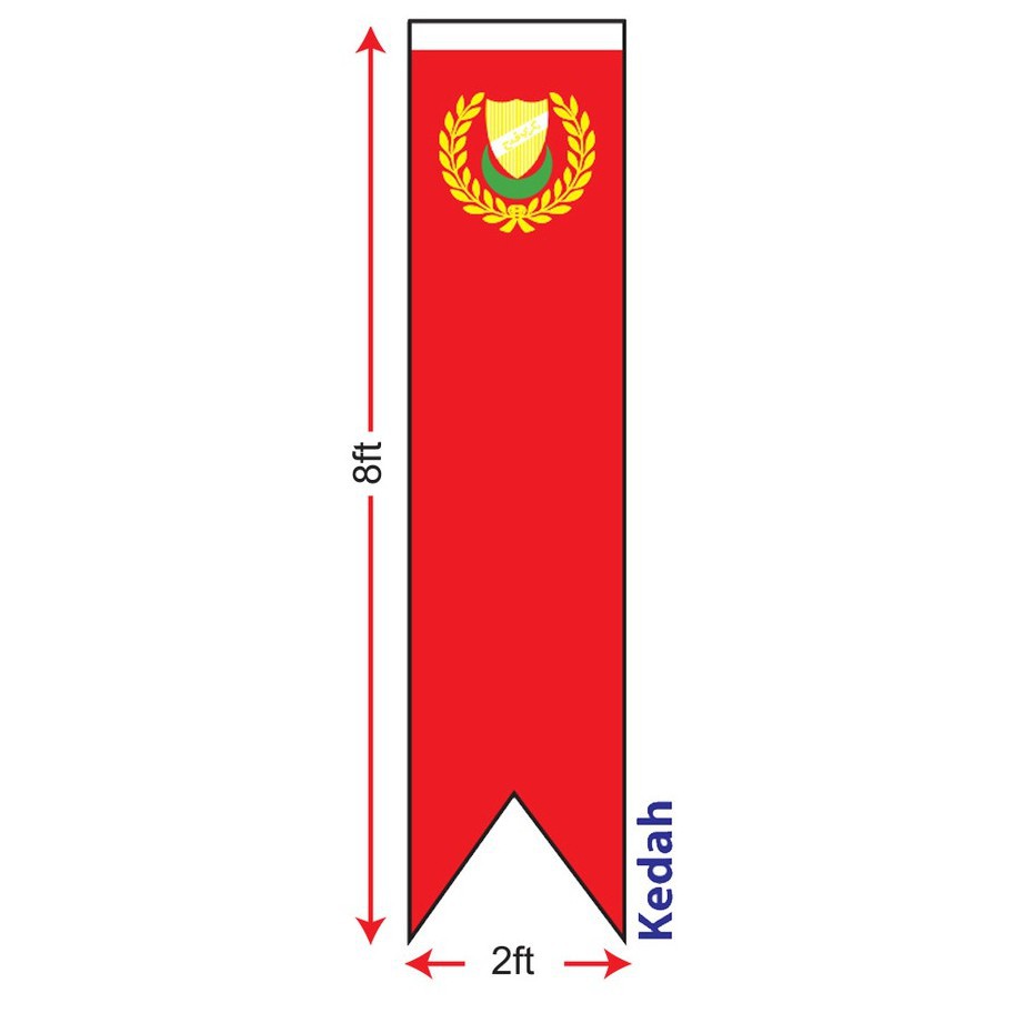 Flag 2 X 8 Kedah Bendera Kedah 60cm X 240cm Shopee Malaysia