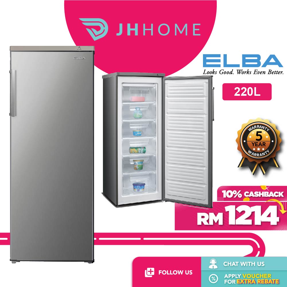 Elba 220L 6 Transparent Drawers Upright Freezer EUFA2117(SV)/EUFJ2217