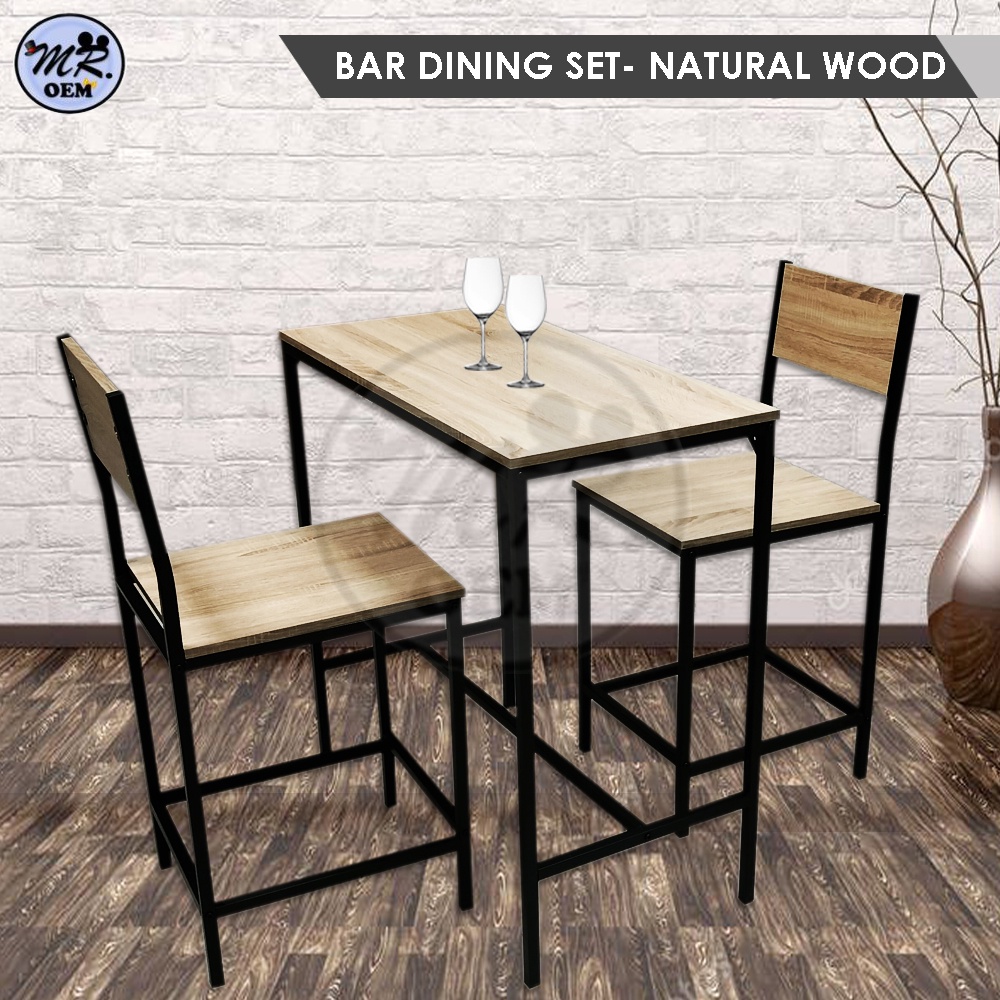 MR OEM Space Saving Dining Table / Bar Table & 2 High Bar Chairs Set