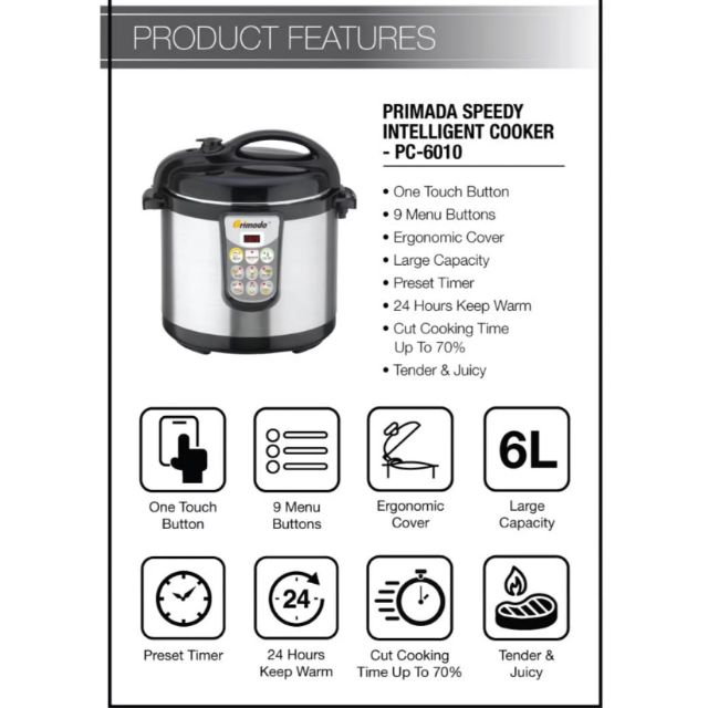 Primada Intelligent Speedy PC 6010 Cooker ( Ready Stock ...