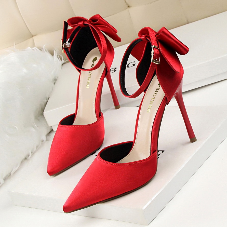 red colour high heels