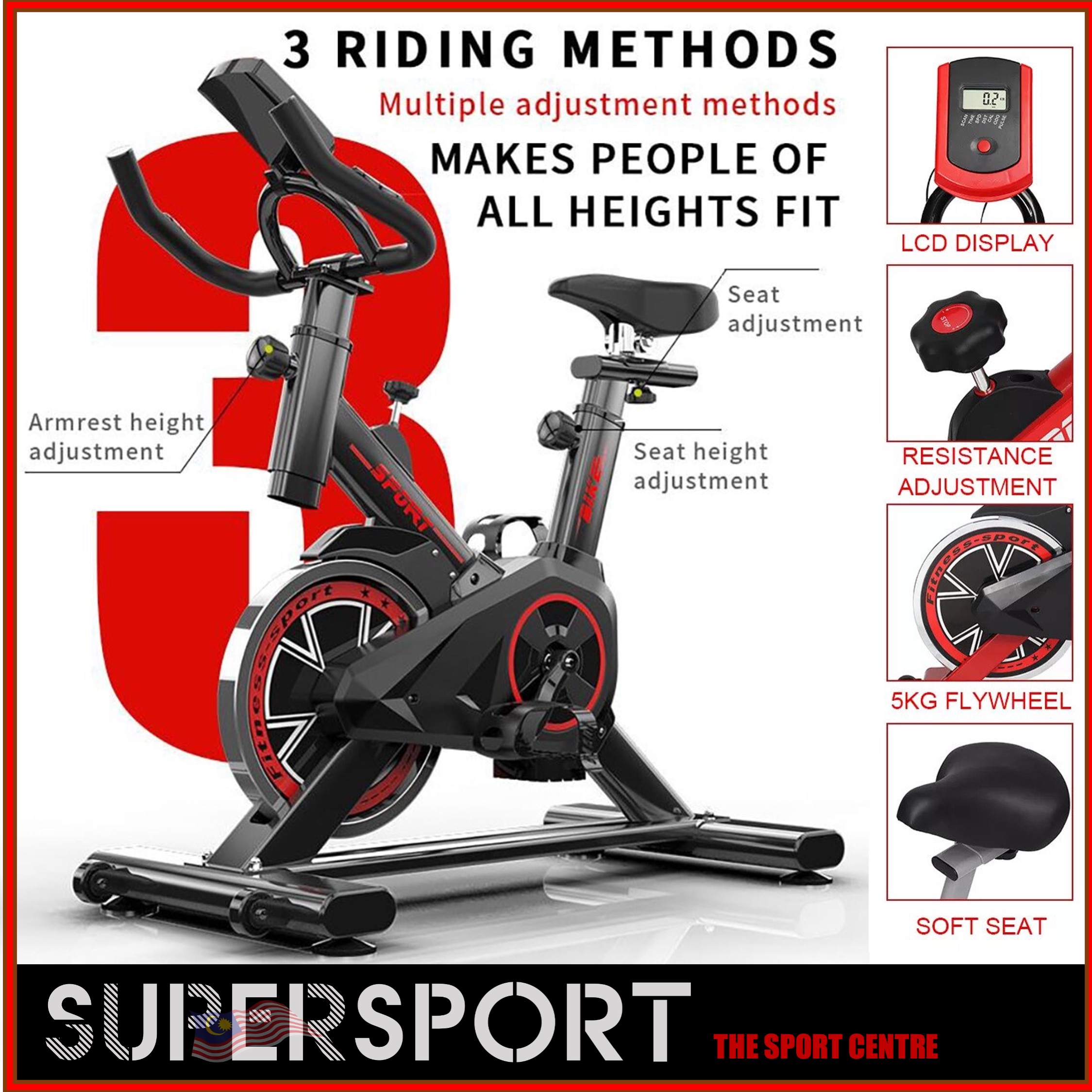 Basikal Senaman Exercise Bike Foldable Spinning Pedals ...