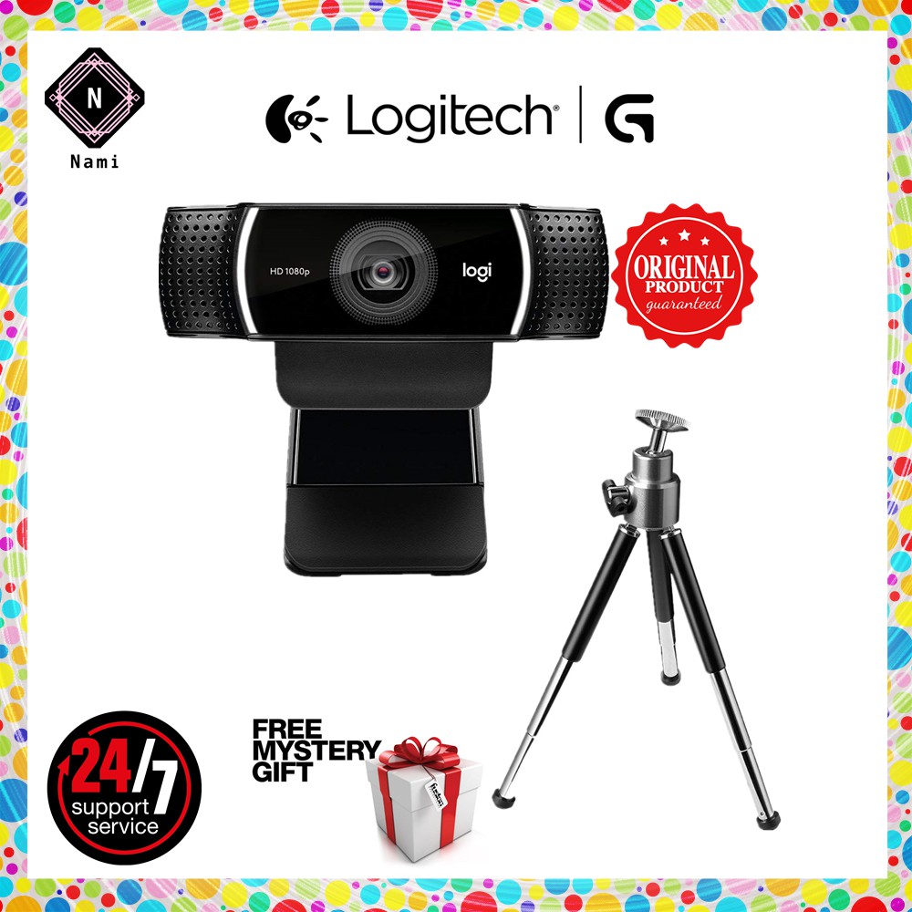 Logitech C922 Pro Stream cam with Tripod (Carton Box packing