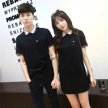 couple polo shirt and dress