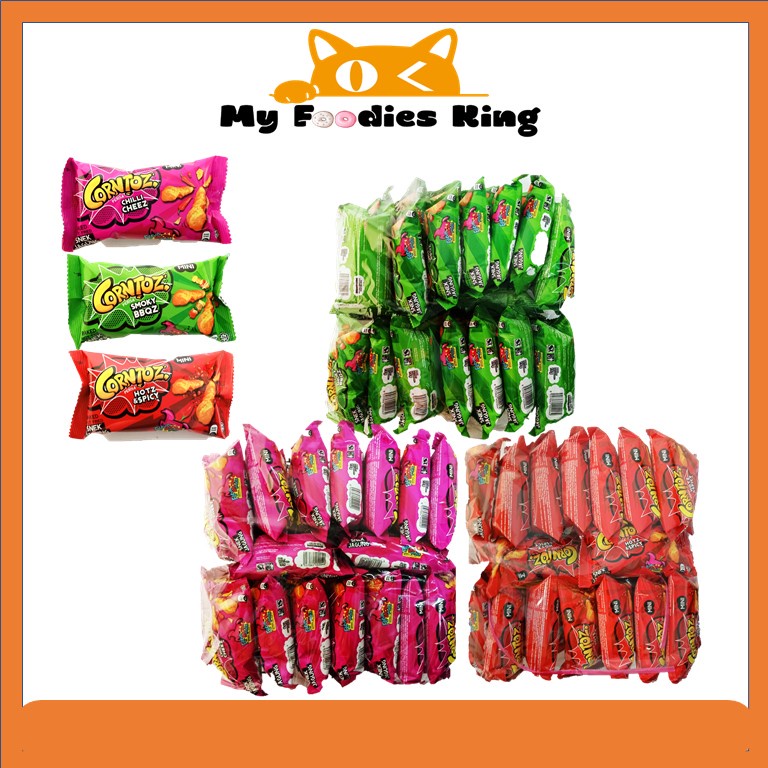 Halal 15g x 30pcs Mini Corntoz Snacks BBQ / Hot & Spicy / Chilli Cheez / cheese pizza [ My foodies King ]