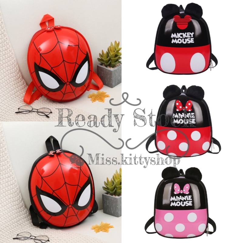 Kids Cartoon Backpack/ Cute Eggshell Spider-Man/mickey minnieSchoolbag ...