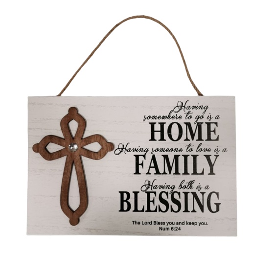 MDF Wood Plaque 30 x 20 x 1.1 cm * Home, Family, Blessing * Christian Gift * Chosen Treasure