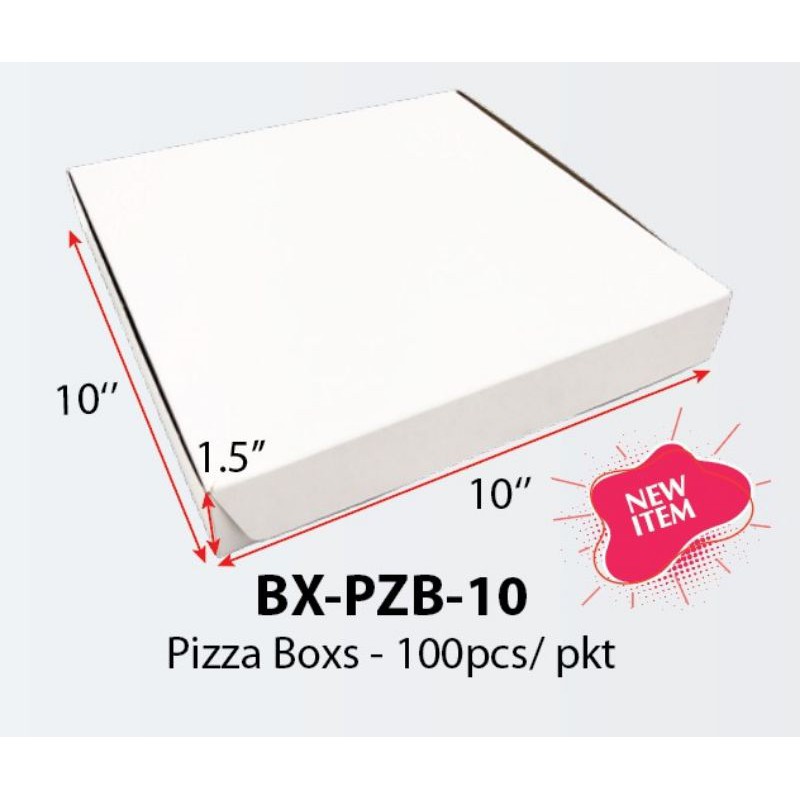 WHITE PIZZA BOX 12/10/9/8/7/6X1.5CMX10pcs