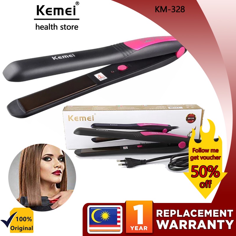 KEMEI KM-328 Professional Hair Iron Straightening Irons Ceramic Tourmaline Ionic Flat Iron Hair Straightener Professional Glider PLUG  Straightener Straight hair