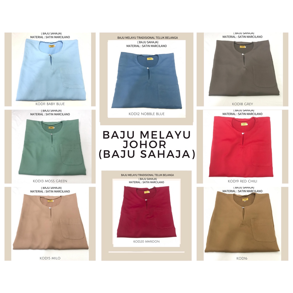 BAJU MELAYU JOHOR DEWASA (BAJU SAHAJA)  Shopee Malaysia