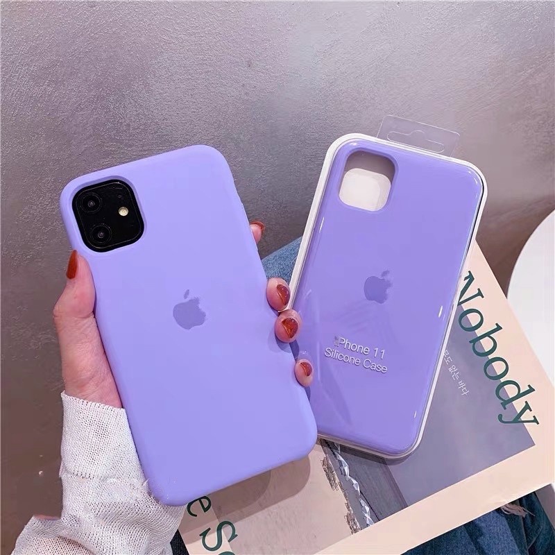 Light Purple Full Coverage Iphone 12 12 Pro Max 12mini 11 Pro Max 7 8 Plus X Xs Max Xr 8 Liquid Silicone Phone Case Shopee Malaysia