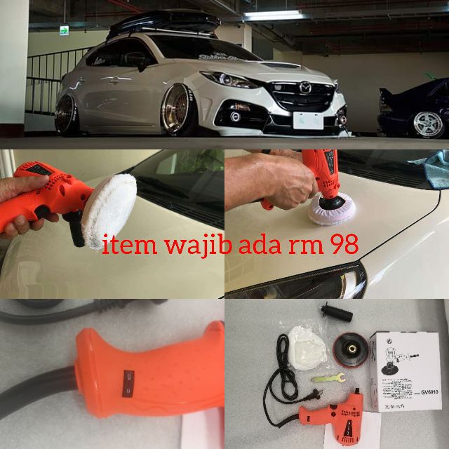 Electric Car Polishing Polisher Machine Sander Buffer 220v Polish Kereta Bezza Saga Proton Alza Shopee Malaysia