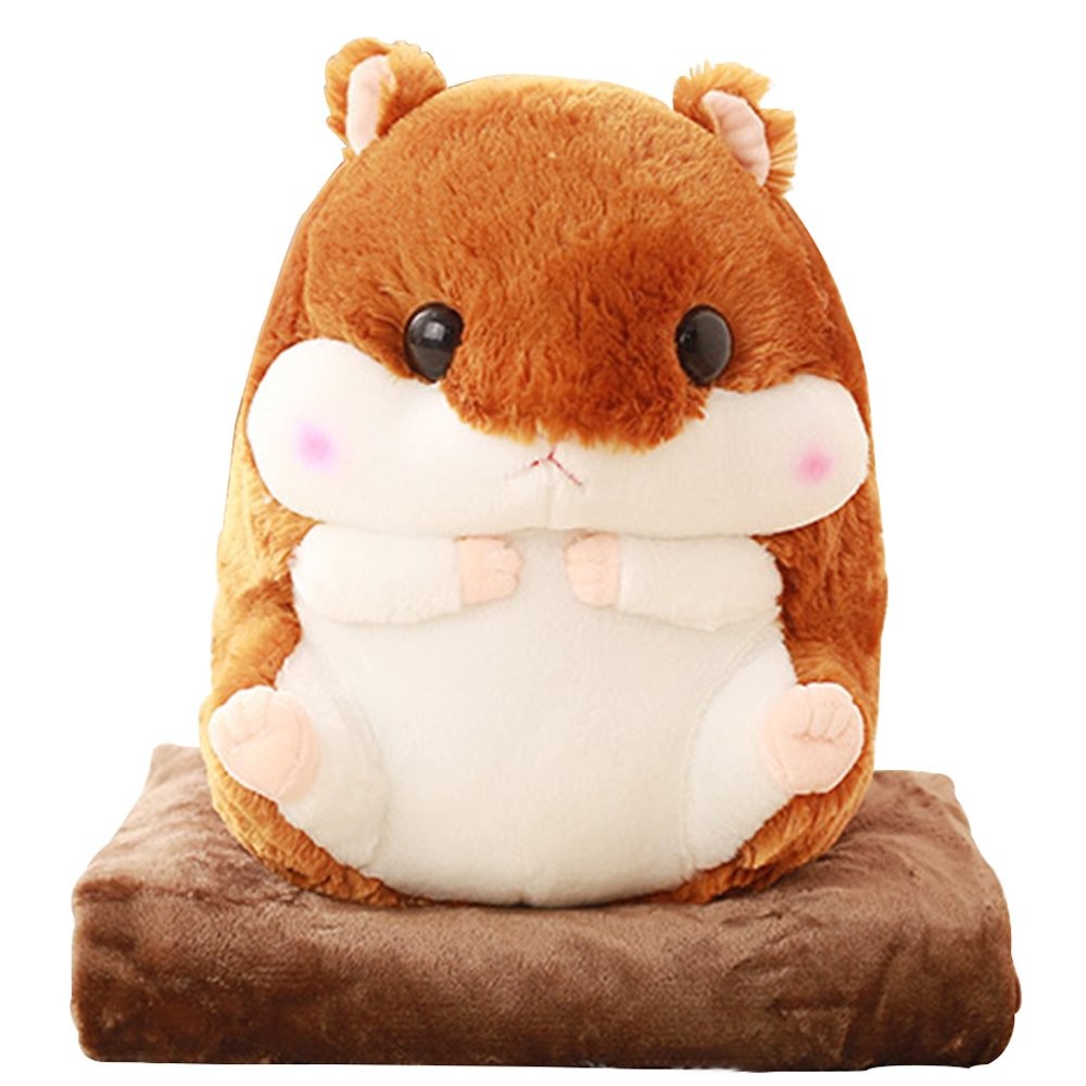 Plush Hamster Toys Throw Pillow With Blanket Stuffed Animal_y S 最大93％オフ！