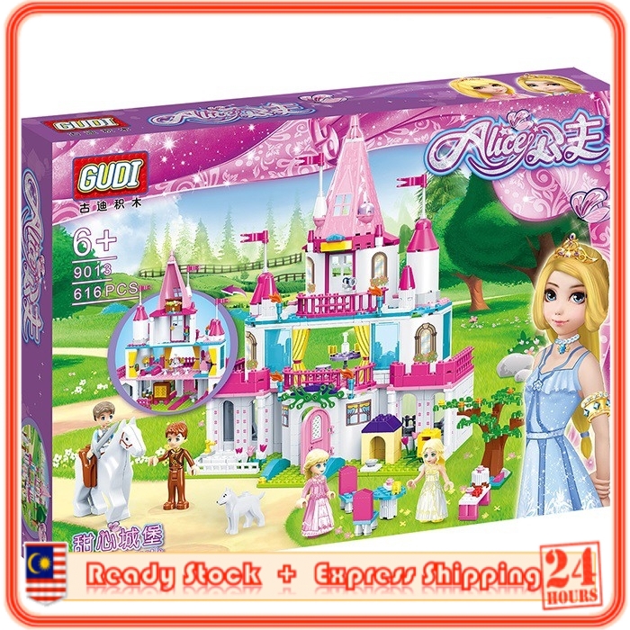 (616 Pieces) GUDI 9013 Girl Princess Sweet Pink Castle Building Blocks Sets Brick Play Toy Toys (Castle)