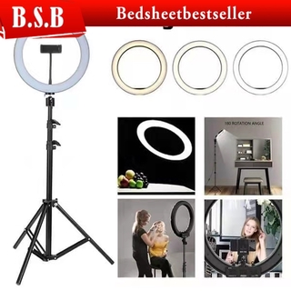 B.S.B 26CM/33CM (10 inches) 3D LED selfie ring light with 210cm tripod and mobile phone stand for live streaming