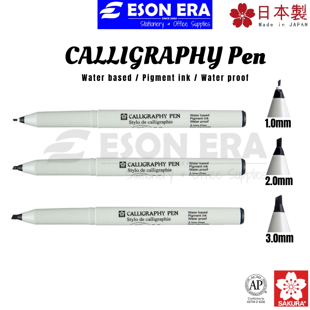 Sakura Calligraphy Pen 1.0mm / 2.0mm / 3.0mm Black Ink Pen Khat ...