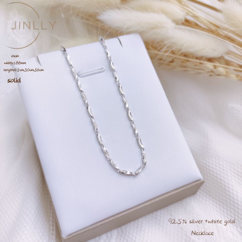 925纯银电白金元宝项链925 silver+ plated white gold necklace / Rantai leher perak+emas putih高品质high quality