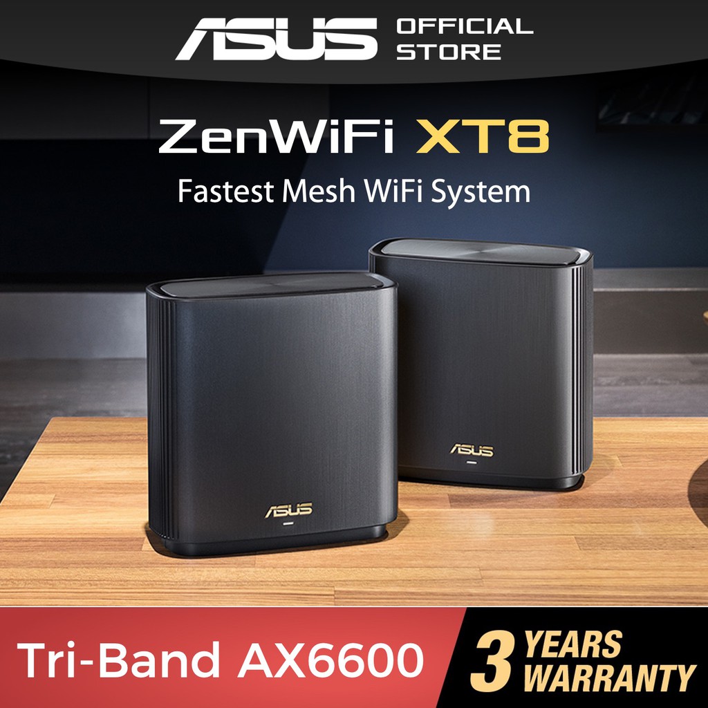 ASUS ZenWiFi XT8 Mesh WiFi 6 AX6600 Tri-Band AiMesh Whole Home WiFi ...