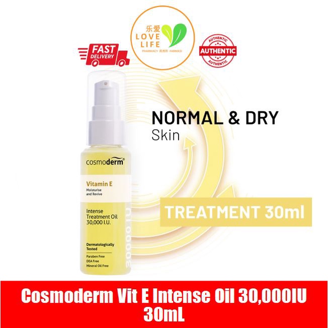 Cosmoderm Vitamin E Oil Intense Treatment 30000 iu with Rosehip Oil ...
