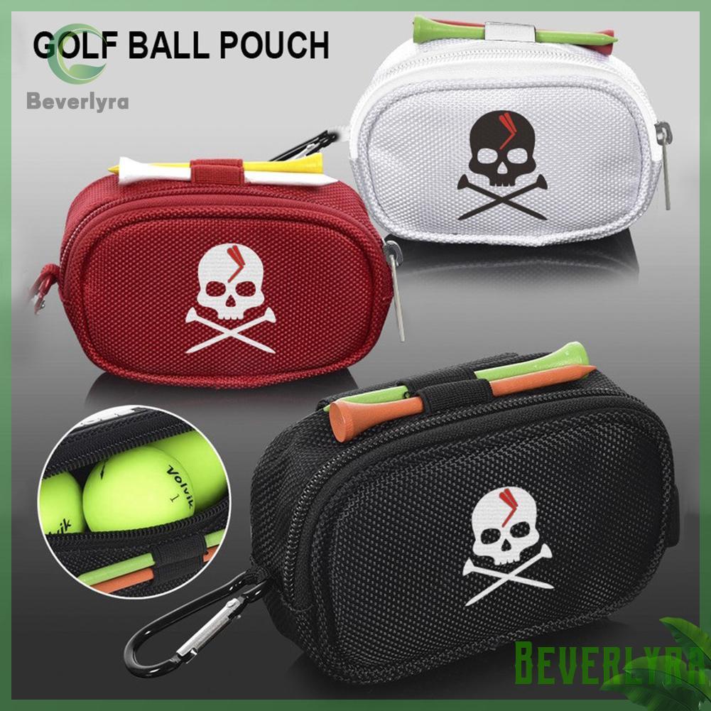 【Low Price】Mini Golf Ball Bag Tee Holder Storage Pouch Portable Skull Golf Zip Handbag