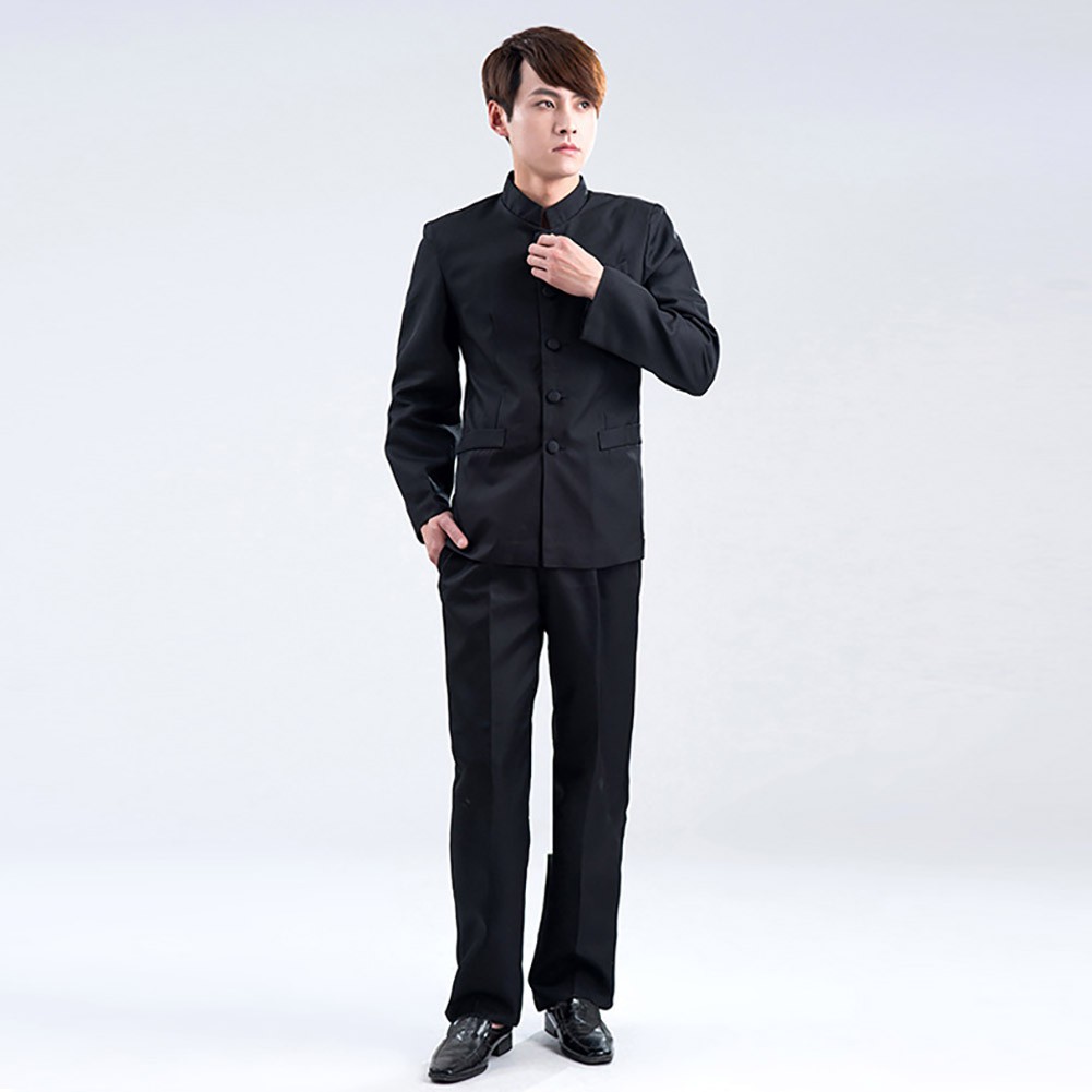 Chinese Traditional Cheongsam Style Mandarin Collar Men S Suit Blazer Long Sleeve Vintage Casual Slim Fit Pants Coat Set Shopee Malaysia