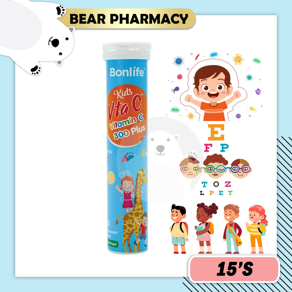 BONLIFE Vta C 300mg Kids Effervescent 15's [Exp 03/2024] Children