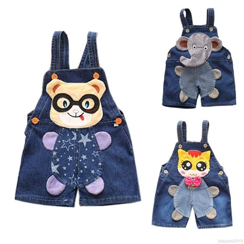 Smilebaby Summer Kids Boys Girls Cartoons Denim Overalls Romper Shorts Shopee Malaysia