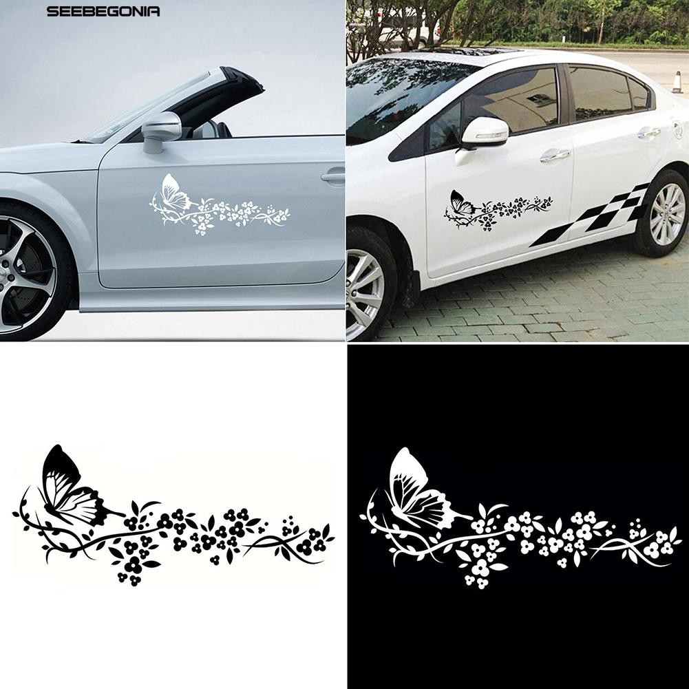 See Flying Butterfly Flower Beautiful Car Door Window Sticker