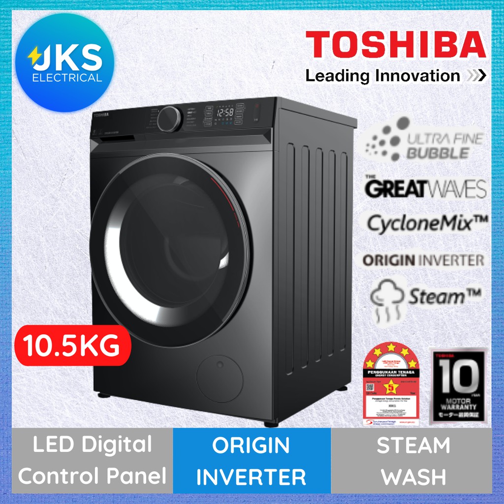 Toshiba 10.5KG Inverter Front Load Washer TWBK115G4M(SK) with Ultra
