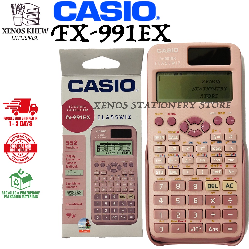 Casio Calculator Pink Scientific Solar And Battery TwinLine Textbook