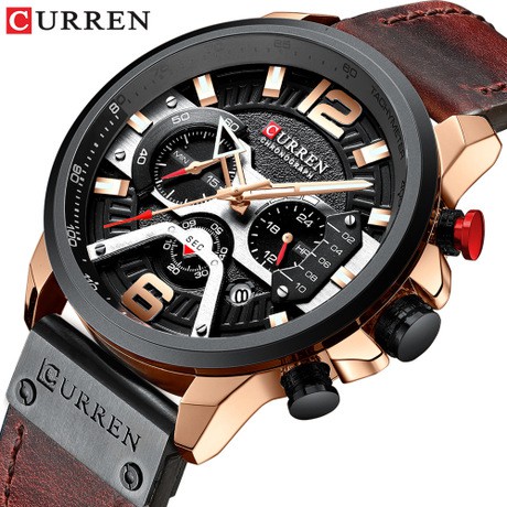 Curren M8329 Men S Watch Waterproof Belt Calendar Six Pin Quartz Shopee Malaysia