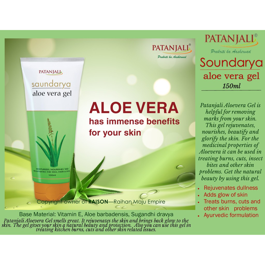 PATANJALI Soundarya aloe vera gel 150ml Shopee Malaysia