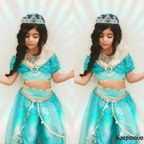 ☭X-Kids Aladdin Costume Princess Jasmine Outfit Girls Sequin Party Fancy |  Shopee Malaysia