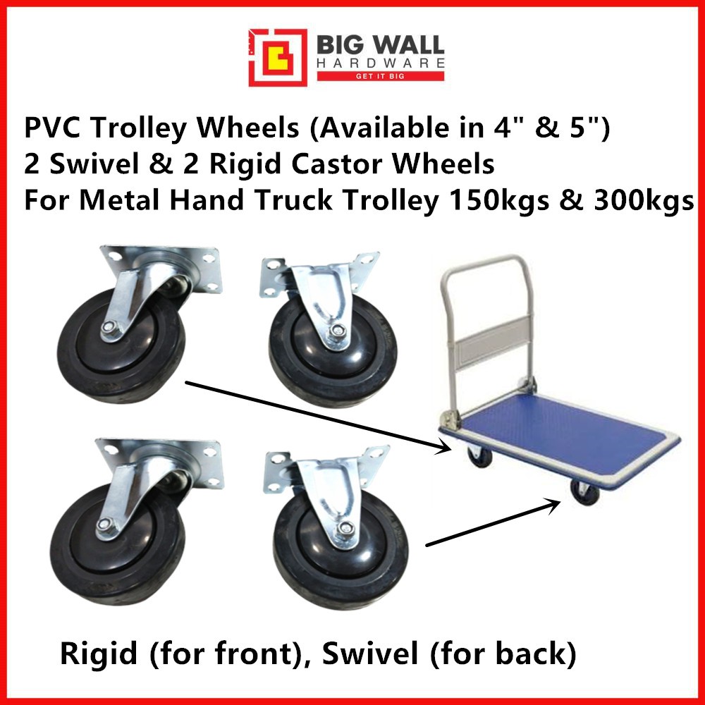 Big Wall 4 /5 inch Metal Trolley Wheel / Swivel / Rigid Castor Wheels