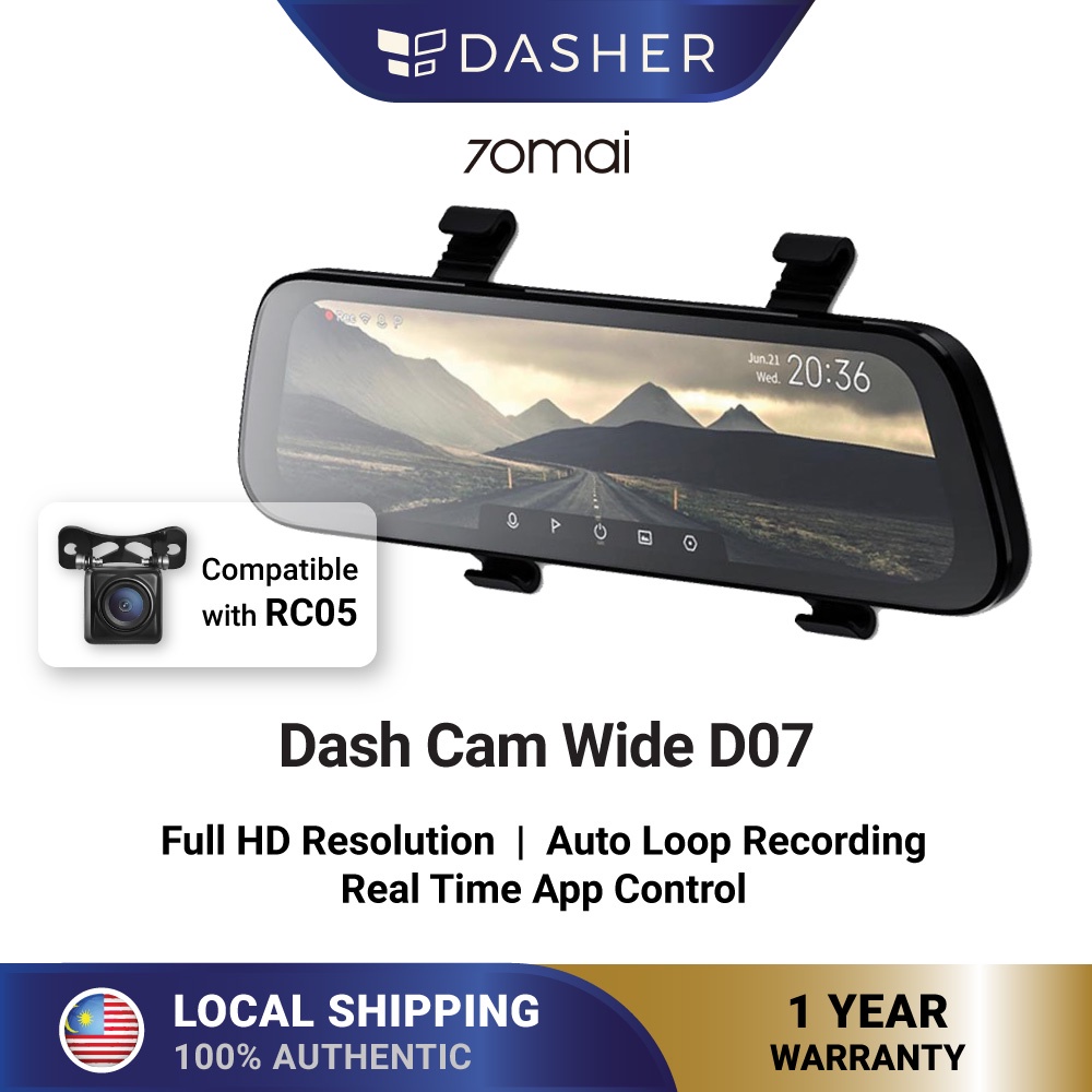【Global】 70mai Rearview Dash Cam Wide D07 1080P 9.35 Inch Full Screen ...