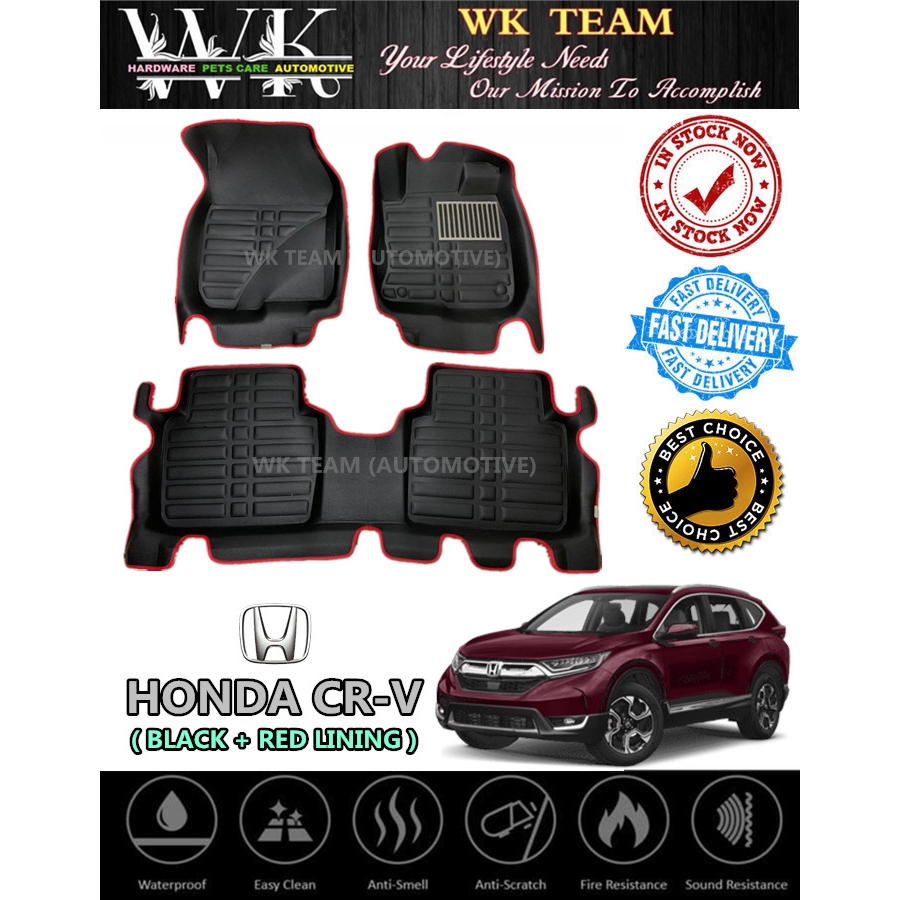 Honda CRV CRV 2018 2019 5D Car Carpet / Floor Mat ( Black with Red