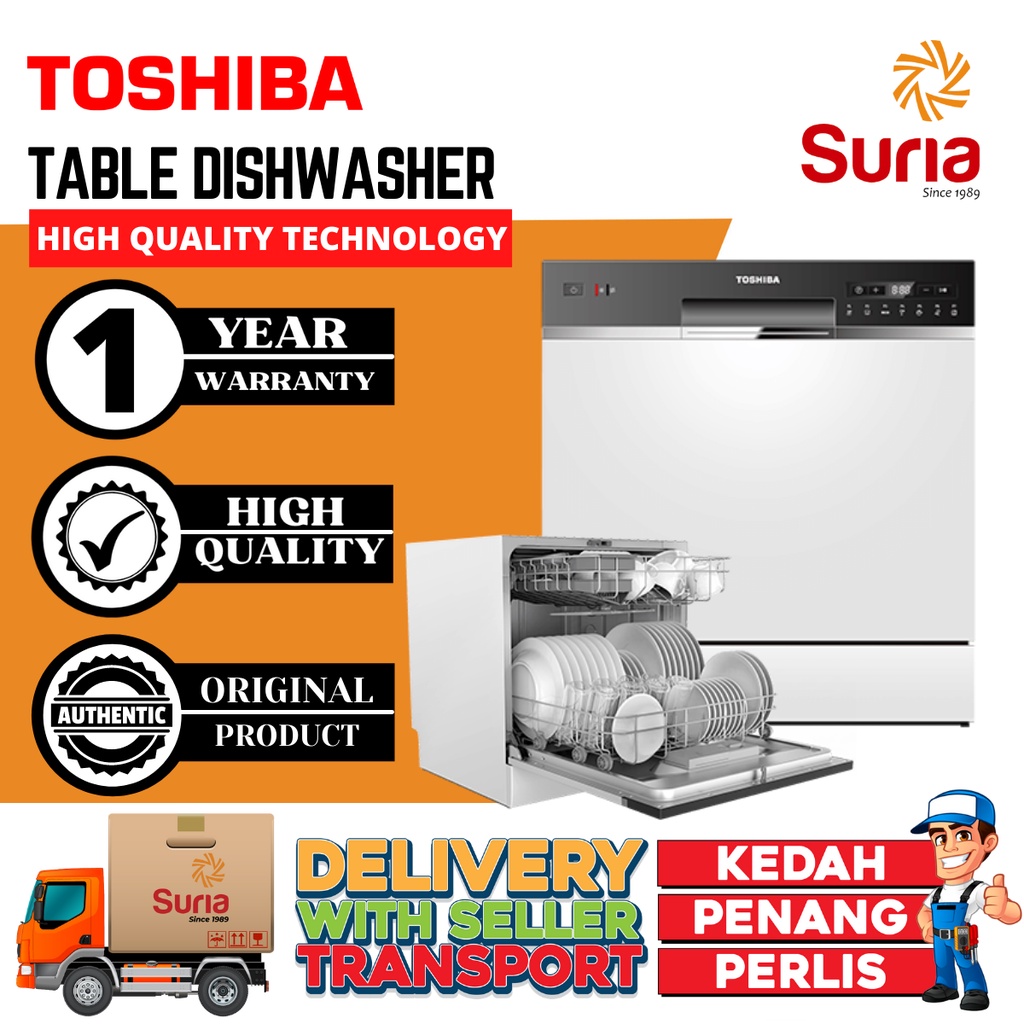 (Free Shipping Penang,Kedah & Perlis) Toshiba Table Top Dishwasher