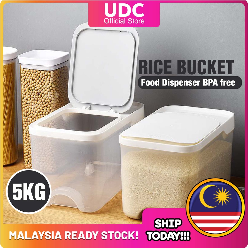 UDC 🍚 5KG Rice Dispenser Kitchen Storage Rice Dispenser Storage Box Food Dispenser BPA Free/ Storage Box Food Dispensers