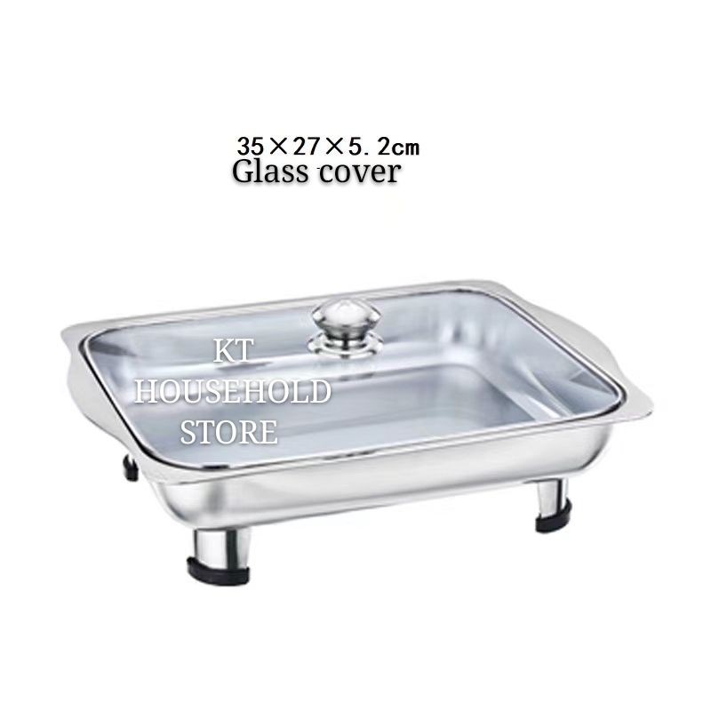 Bekas Lauk Catering 5set 35x27cm Buffet set (glass cover) / chafing dish / food tray kenduri