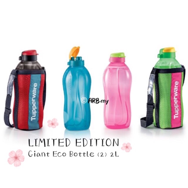 READY STOCK Tupperware Giant Eco Bottle / Bottles (2) 2.0L / 2L with Pouch (1)