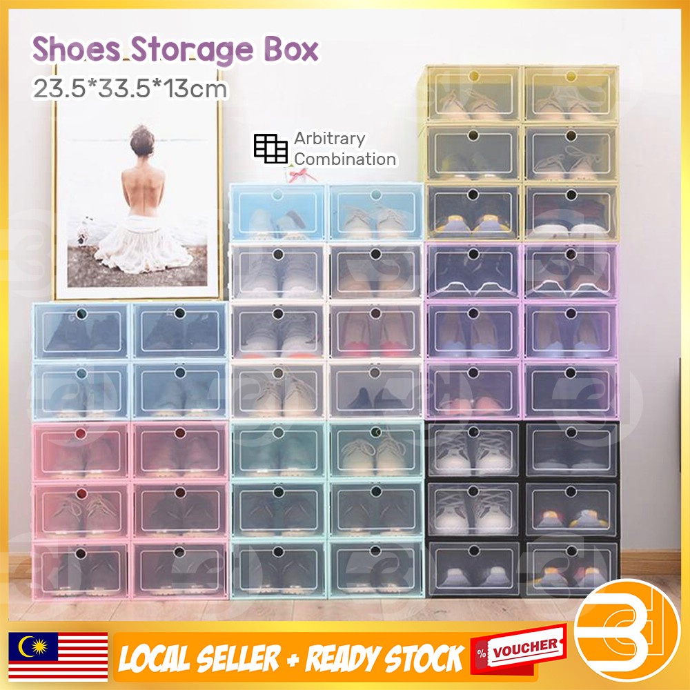 Buy Bdc Colourful Large Transparent Plastic Storage Box Shoes Flip Per Stackable Colourful Pp Plastic Shoes Box Ready Stock Seetracker Malaysia