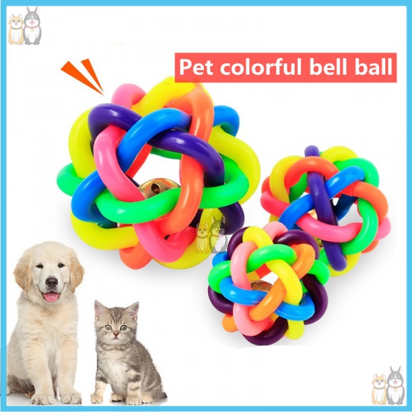 Colorful Soft Bell Durable Chew Dog Toy/Training Toy/Dog Toy Ball Vocal Molar Rainbow Ball/Pet Colorful Bell Ball