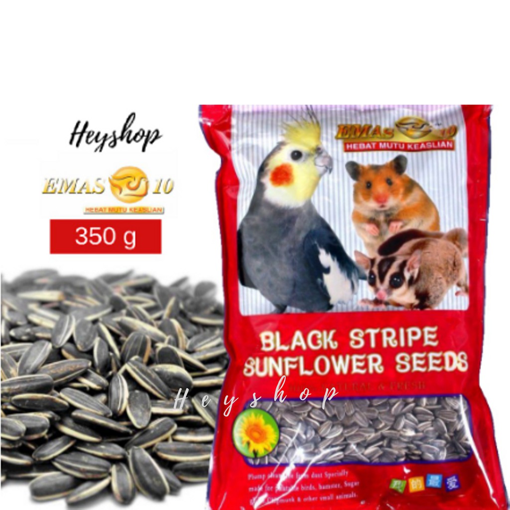 Black Stripe USA Sunflower Seed 350g/ Premium Quality Kuaci Emas 10 Makanan Hamster Bird Parrot Burung Nuri Snack Treat